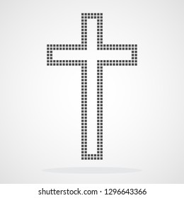 Pixel art design of Christian Cross. Vector illustration. Abstract Christian Cross in pixel style isolated