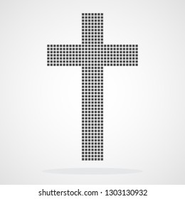 Pixel art design of Christian Cross. Vector illustration. Abstract Christian Cross in pixel style isolated