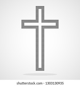 Pixel art design of Christian Cross. Vector illustration. Abstract Christian Cross in pixel style isolated