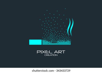 Pixel Art Design Of The Cigarette Icon Logo.