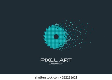 Pixel art design of the circular saw logo.