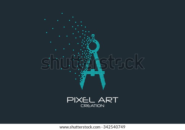 Pixel art design\
of the compasses icon\
logo.