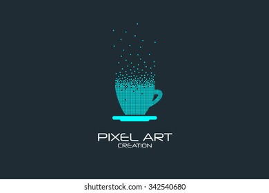 Pixel art design of the cup icon logo.