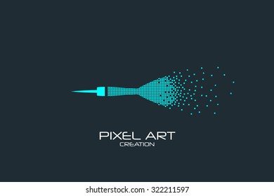 Pixel art design of the dart logo.
