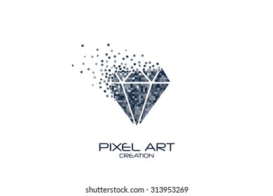 Pixel Art Design Of The Diamond Logo.
