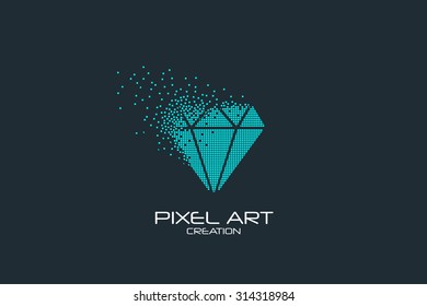 Pixel Art Design Of The Diamond Logo.