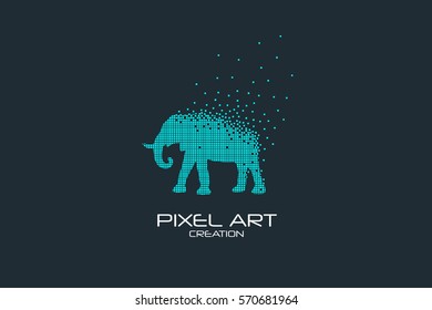 Pixel art design of the elephant logo design.