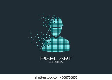 Diseño de arte de Pixel del logo del ingeniero.