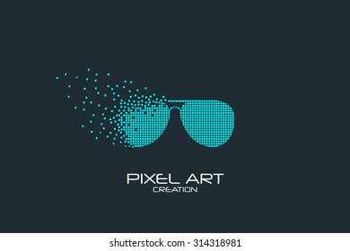 Pixel art design of the eyeglasses logo.