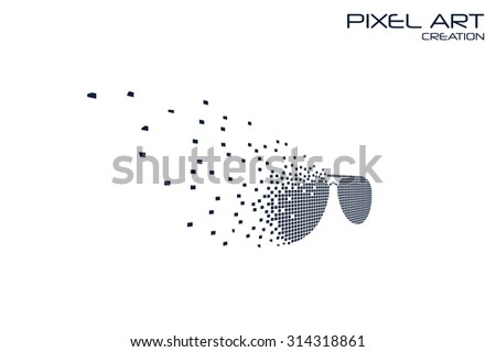 Pixel art design of the eyeglasses logo.