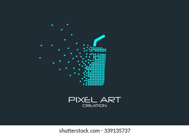 Pixel art design of the fast food beverage logo.
