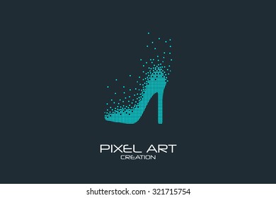 Pixel art design of the female shoe logo.