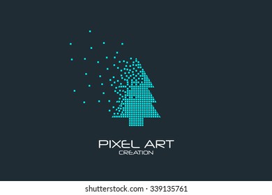 Pixel art design of the fir-tree logo.

