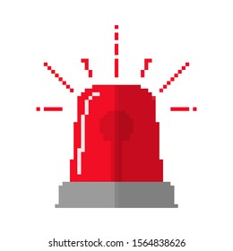 Pixel art design of the Flasher or Siren. Vector illustration. Red Flasher or Siren icon in pixel style isolated