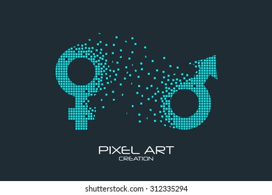 Pixel Art Design Of The Gender Sign Logo.