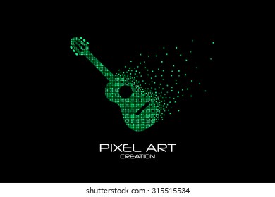 Pixel art design of the guitar logo.