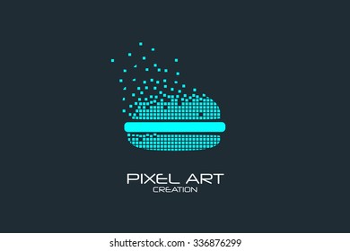 Pixel art design of the hamburger logo.