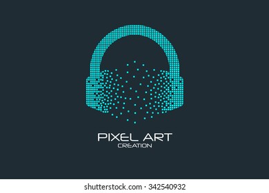 Pixel art design of the head phones logo.