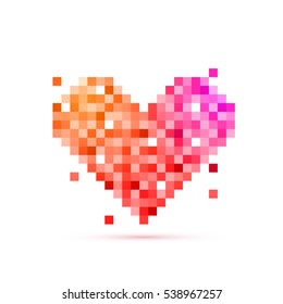 Pixel art design of Heart for Happy Valentine's Day celebration.