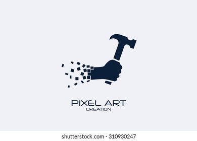 Pixel Art Design Of The Home Repair Logo.