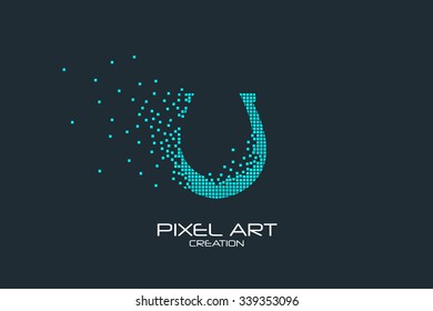 Pixel art design of the horseshoe logo.