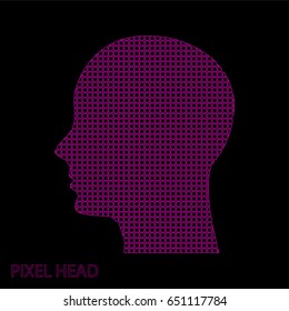 Pixel art design of the human head logo. Vector illustration.