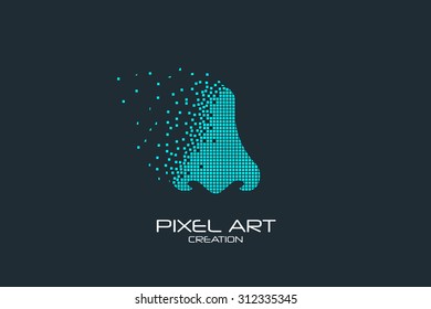 Pixel art design of the human nose logo.