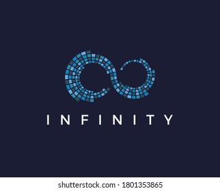 Pixel art design of the infinity logo.