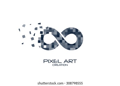 Pixel art design of the infinity logo.