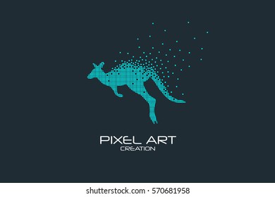 Pixel art design of the kangaroo logo design.