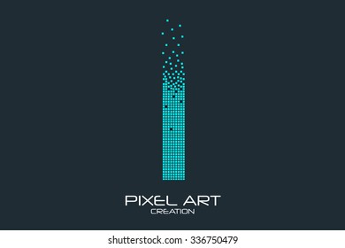 Pixel Art Design Of The L Letter Logo.