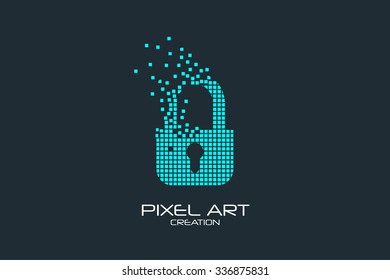Pixel art design of the lock logo.