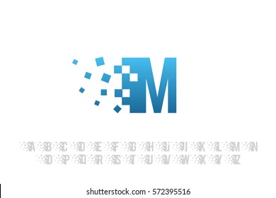 Pixel art design of the M letter logo.