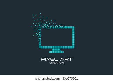 Pixel art design of the monitor logo.