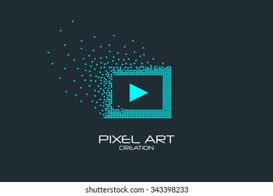 Pixel art design of the multimedia player icon logo.