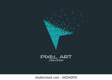 Pixel Art Design Of The Navigation Arrow Logo.