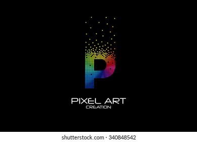 Pixel art design of the P letter logo.
