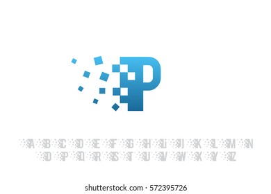 Pixel art design of the P letter logo.