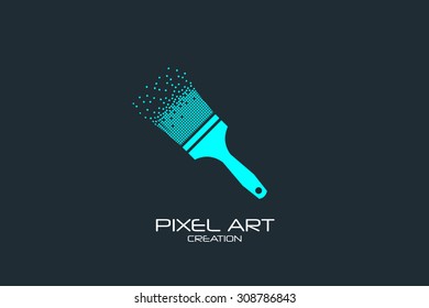 Pixel art design of the paintbrush logo.