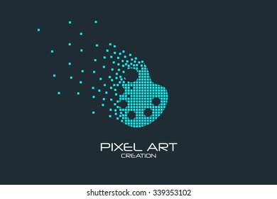 Pixel art design of the palette logo.