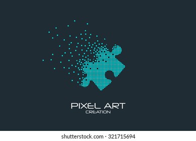 Pixel art design of the part of jigsaw puzzle logo.