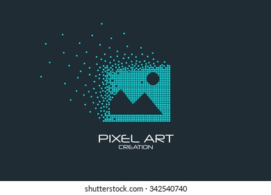 Pixel art design of the photo icon logo.