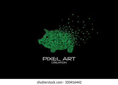 Pixel Art Design Of The Pig Money Box Logo.