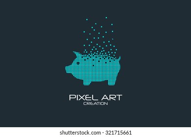 Pixel Art Design Of The Pig Money Box Logo.