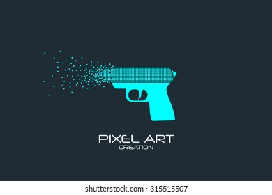 Pixel art design of the pistol logo.