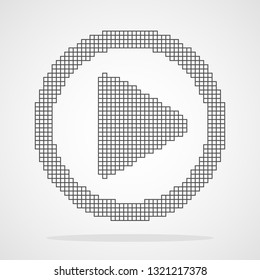 Pixel art design of Play button. Vector illustration. Abstract Play button in pixel style isolated