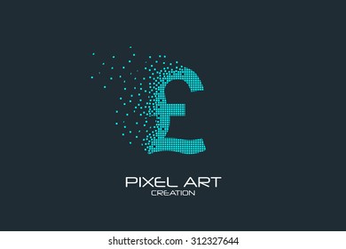 Pixel Art Design Of The Pound Sterling Logo.
