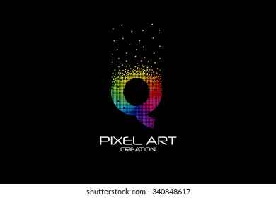 Pixel art design of the Q letter logo.