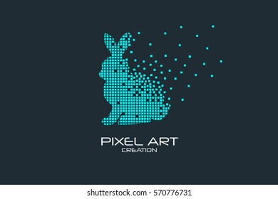 Pixel art design of the rabbit logo design.