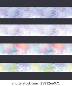 Pixel Art Design - nahtlos unscharfer Mosaikrahmen. Vorlagensatz. Vektorclip-Kunst
